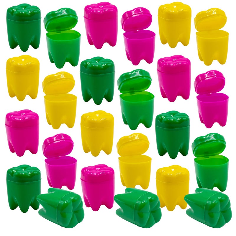 Srenta 1.25" Neon Tooth Saver, Rainbow Tooth Holders Case Dentist Office, Portable Tooth Container For kids, 72 Pcs - Image 1